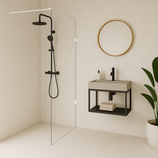 Wiesbaden Less Inloopdouche 8mm Nano Helder Glas / Mat Wit